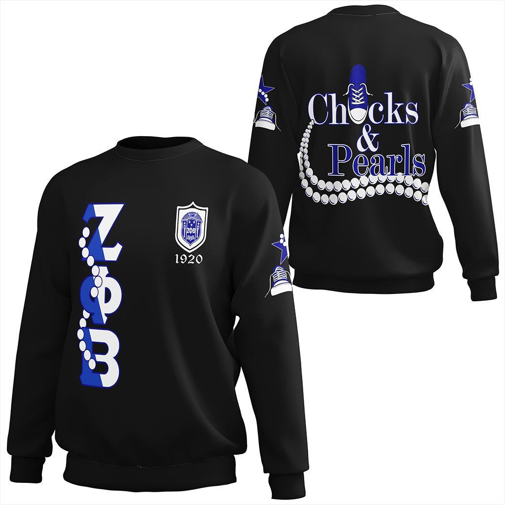 Sorority Sweatshirt – Zeta Phi Beta Pearls K.H Chucks And Pearls Sweatshirt