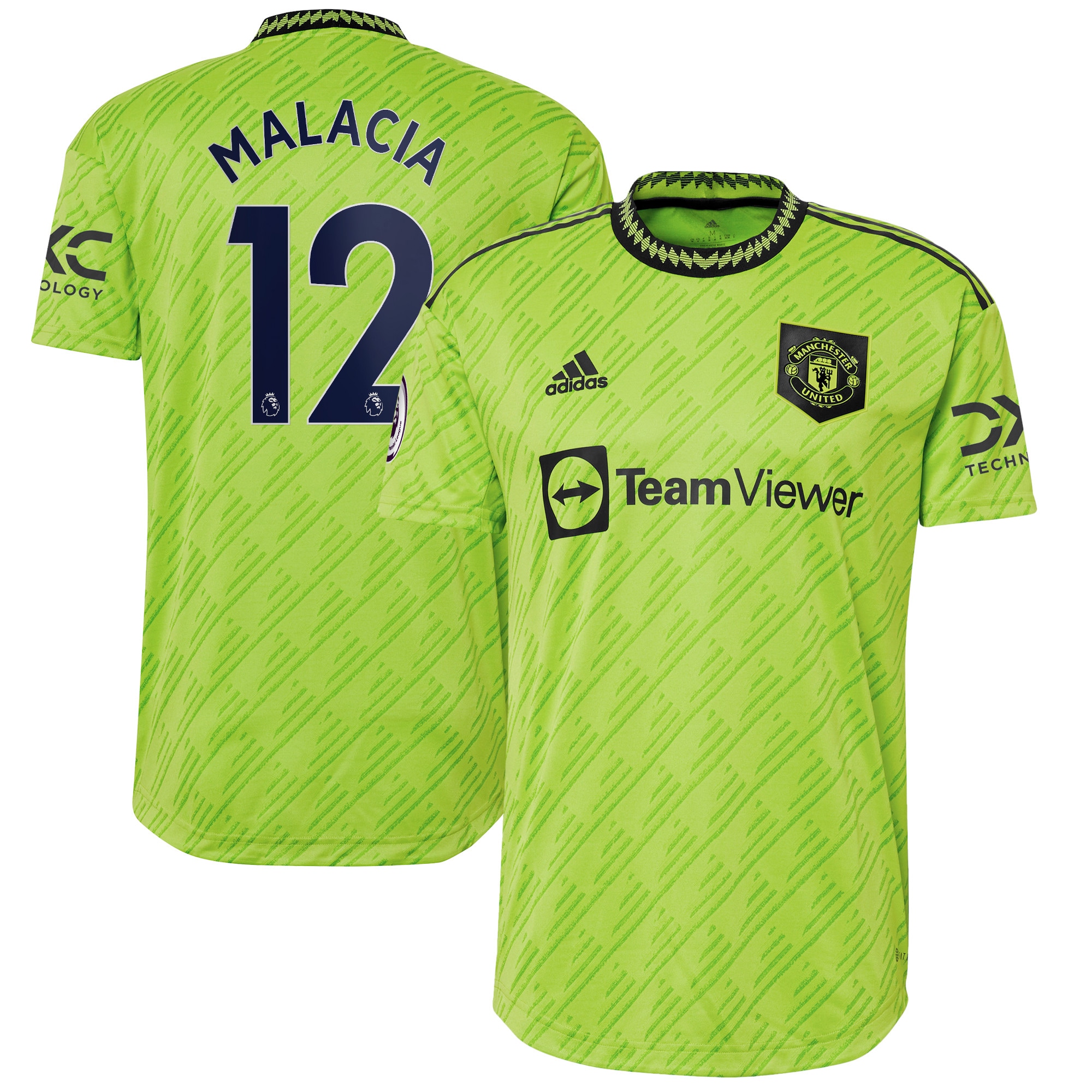 Tyrell Malacia Manchester United 2022/23 Third Authentic Player Jersey – Neon Green