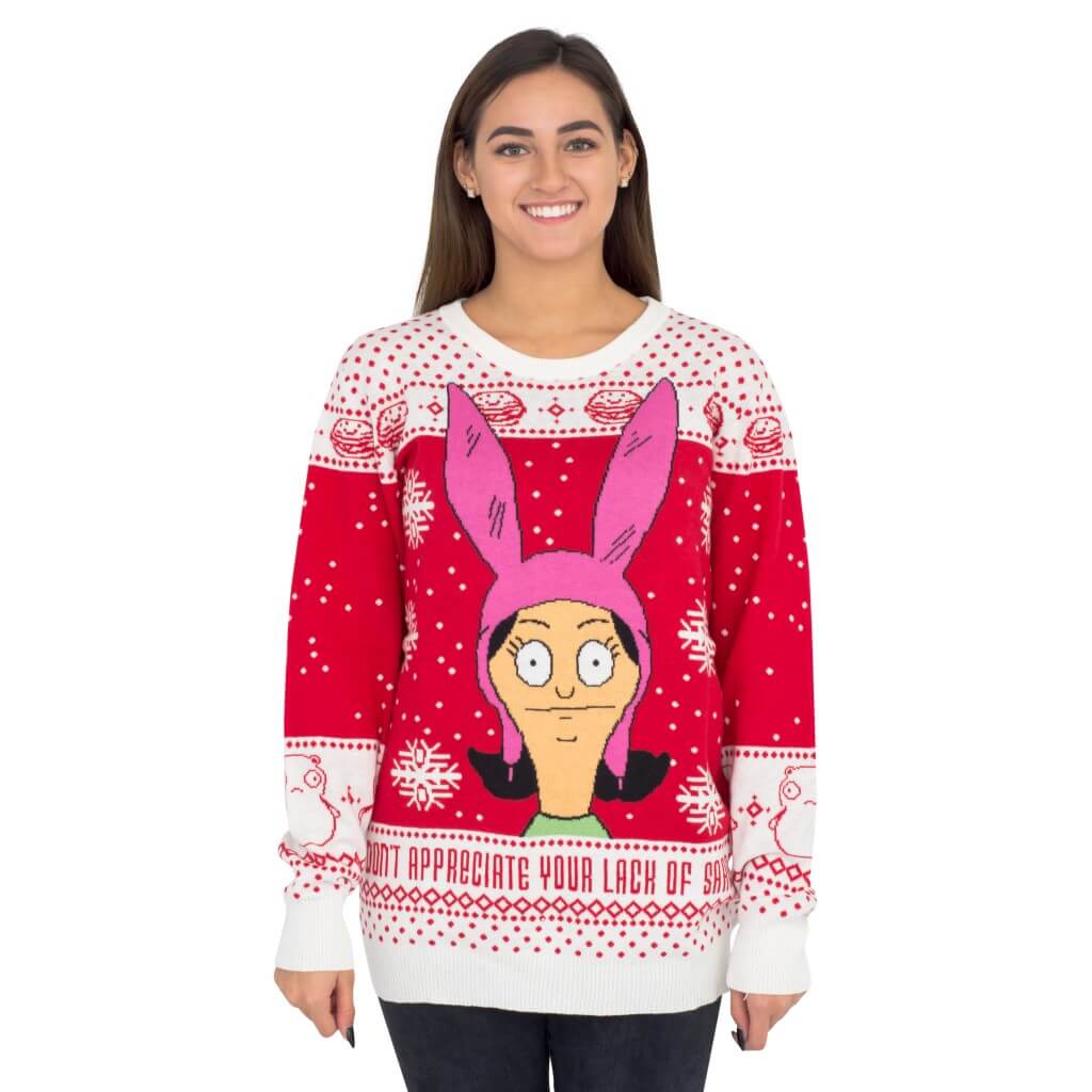 Women’S Bobs Burgers Louise Appreciate Your Lack Of Sarcasm Ugly Christmas Sweater