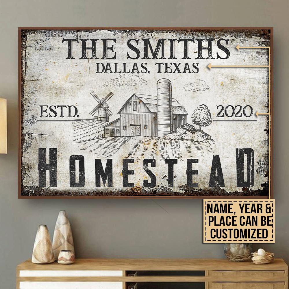 Aeticon Gifts Personalized Farm Homestead White Canvas Mom Dad Gift Home Decor