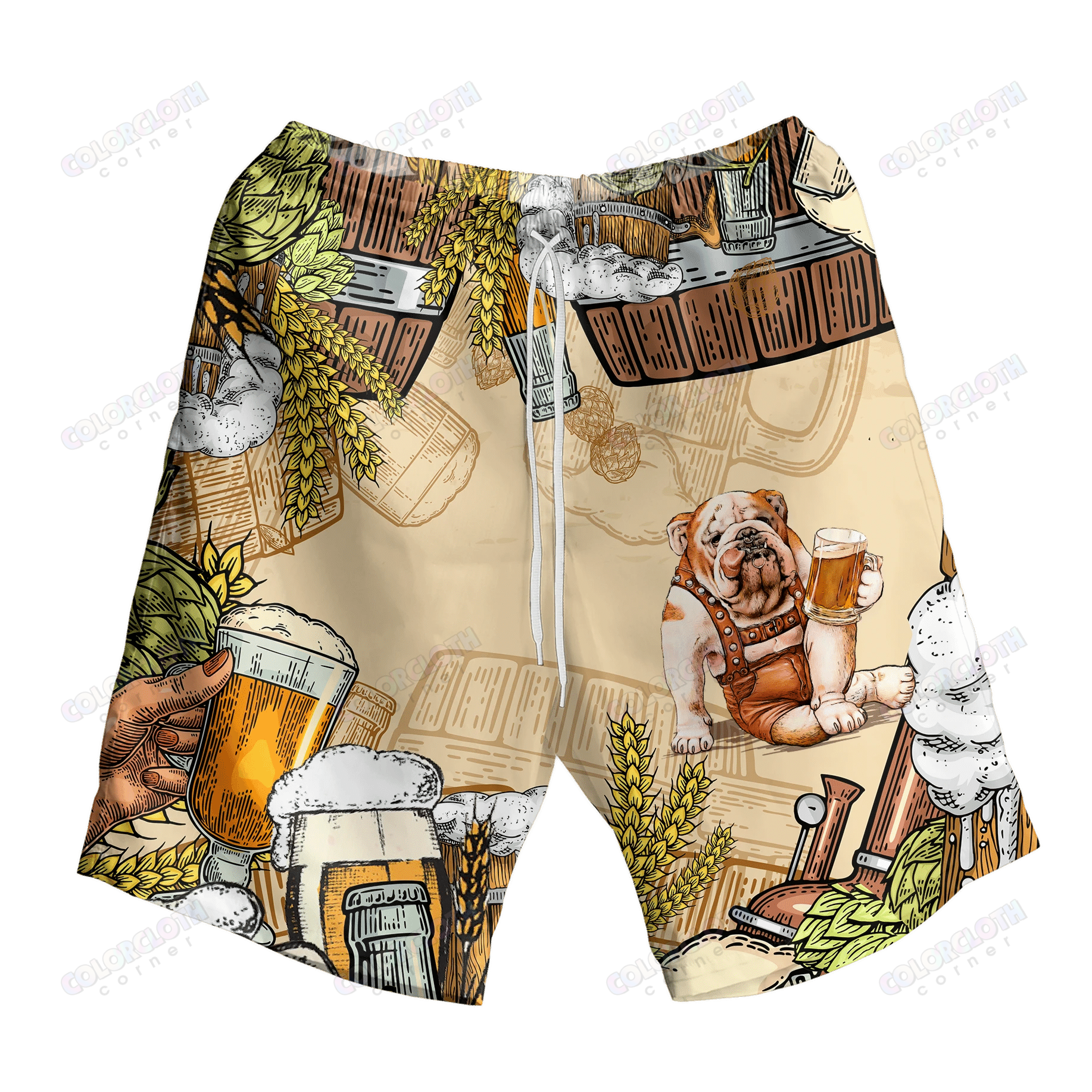 Men Bulldog Shorts Beer Hawaii Shirt And Ha73622