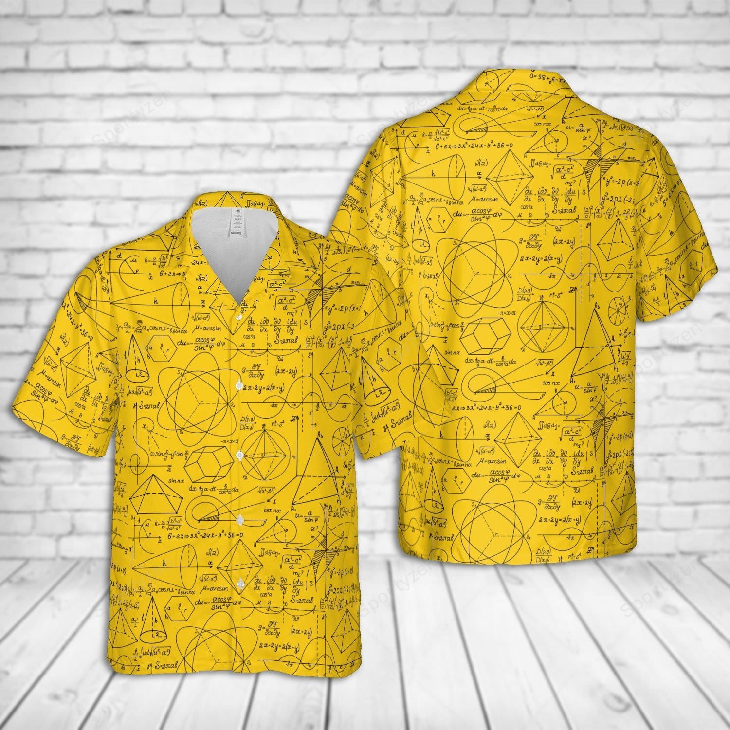 Math Hawaiian Shirt Algebra Geometry Yellow Aloha Ha70285