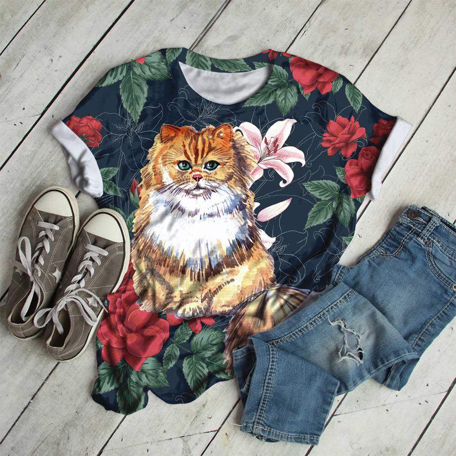 Cat Kitten And Flowers T-shirt