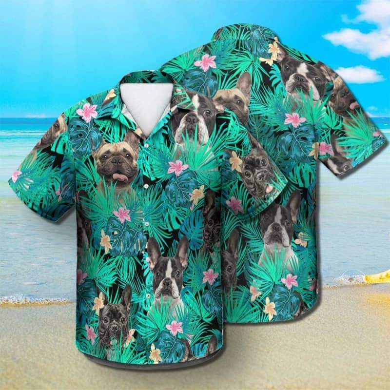 French Bulldog Summer Leaves Hawaiian Shirt, Bulldog Hawaiian Shirt, Aloha Shirt For Dog Lover