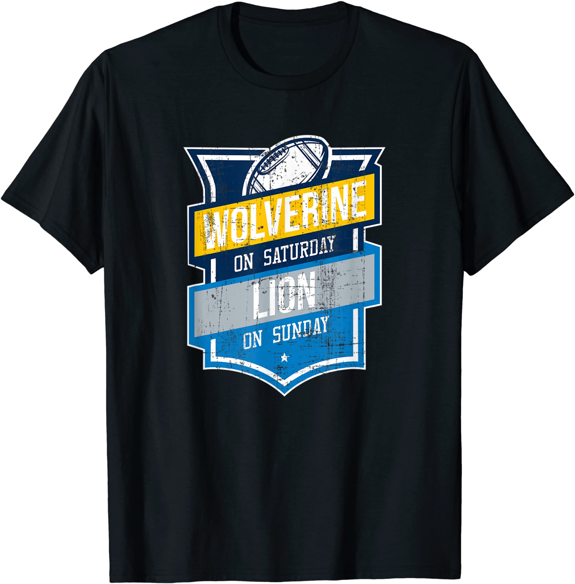 Grunge Wolverine on Saturday Lion on Sunday Michigan Gift T-Shirt