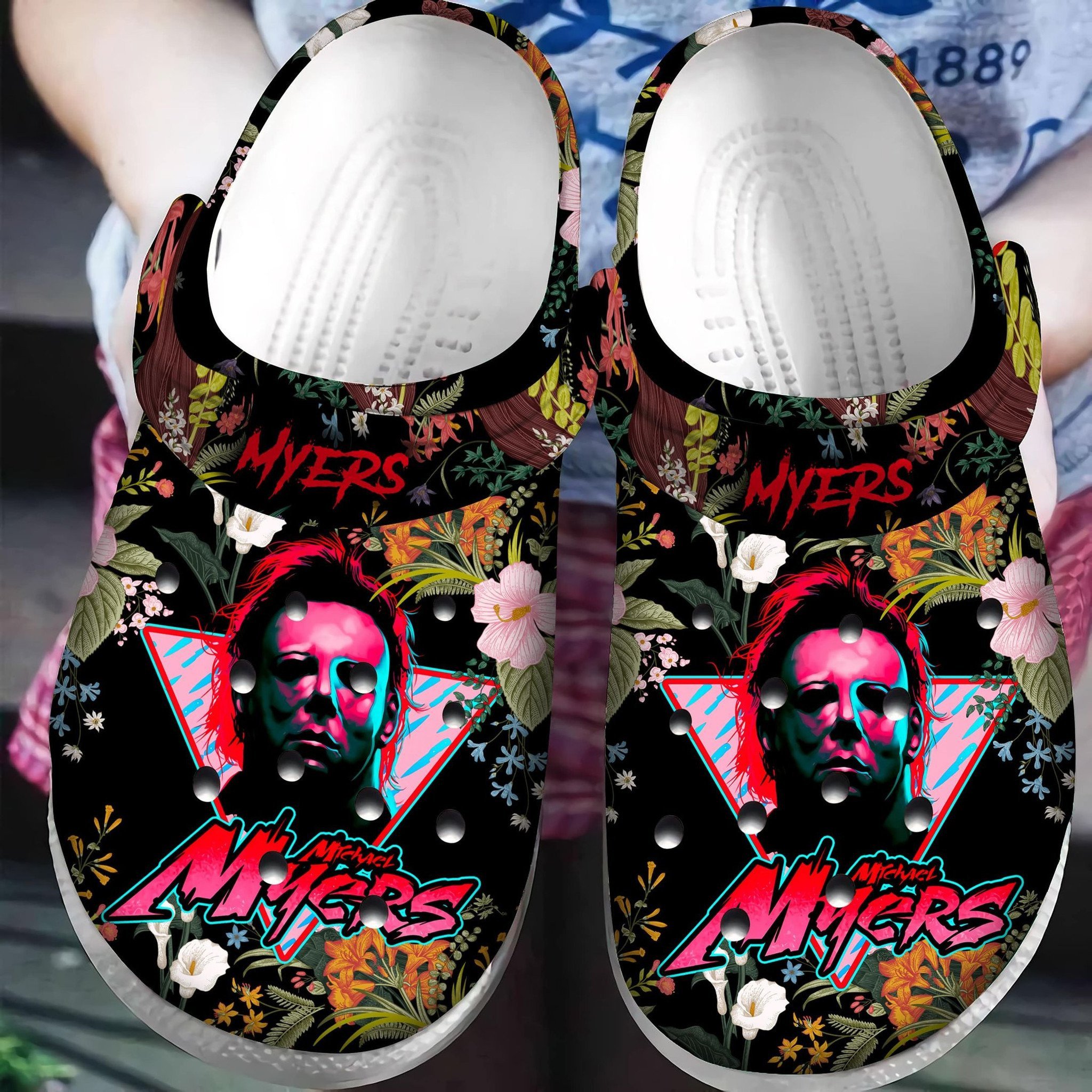 Trending Michael Myers Horror Gift For Fan Classic Water Rubber Crocs Crocband Clogs, Comfy Footwear