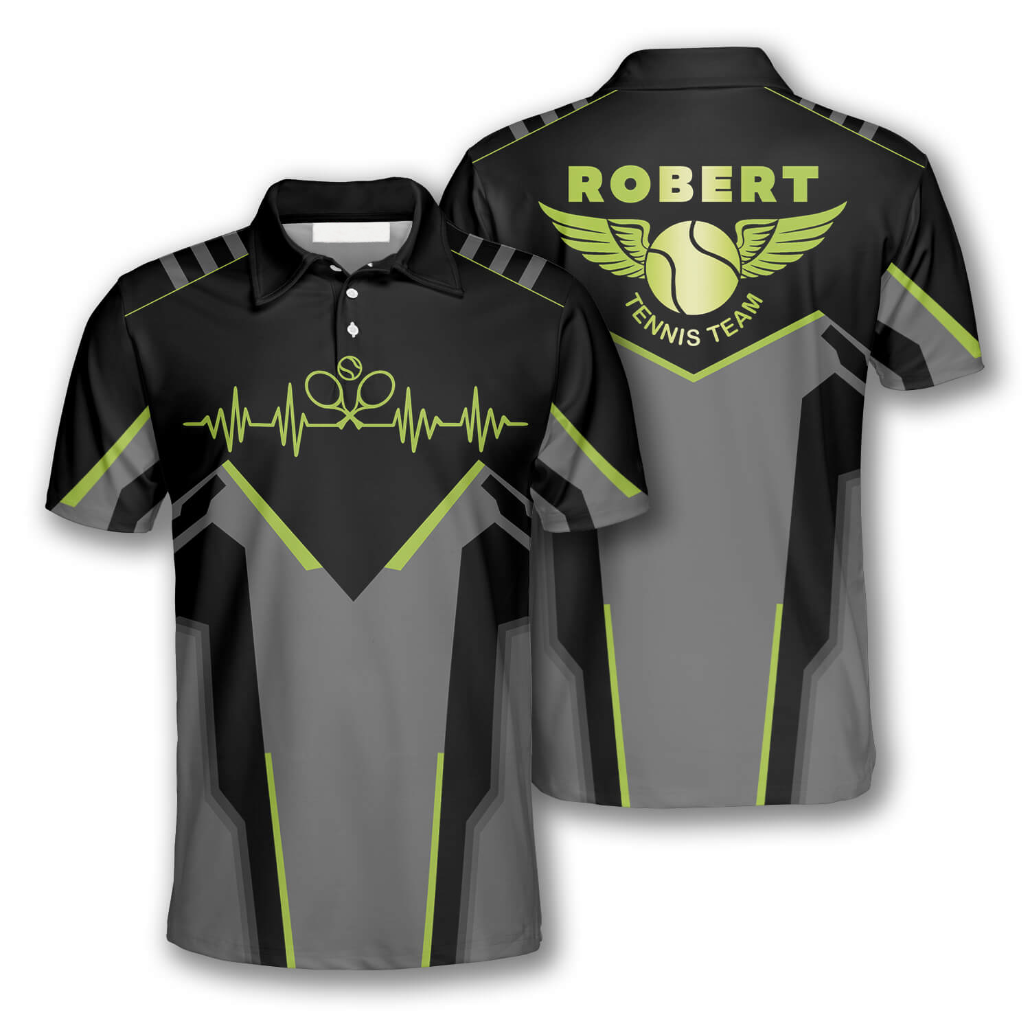 Tennis Heartbeat Pulse Line Custom Polo Tennis Shirts For Men