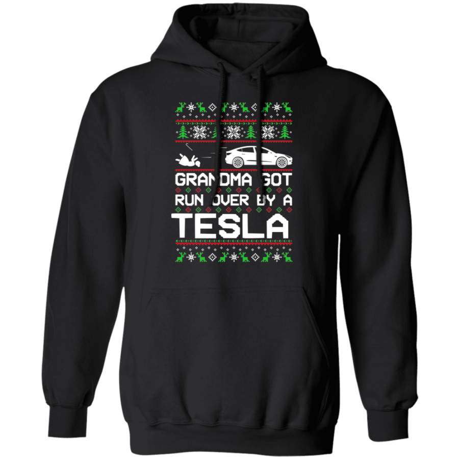 Tesla Model 3 Ugly Christmas Grandma Got Run Over Pullover Hoodie