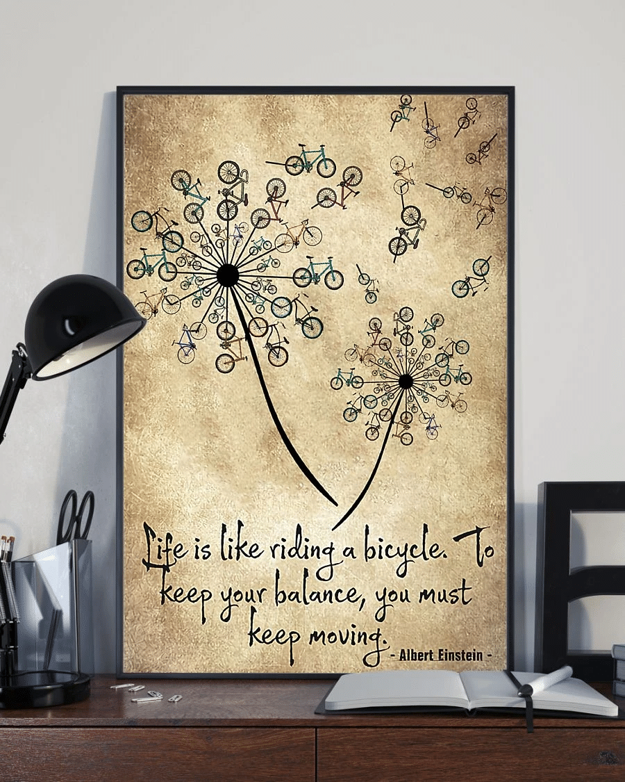 Bicycle Dandelion Life Is Like Is Riding A Bicycle Poster Canvas – Vintage Home Decor Wall Art For Biker Evg80797