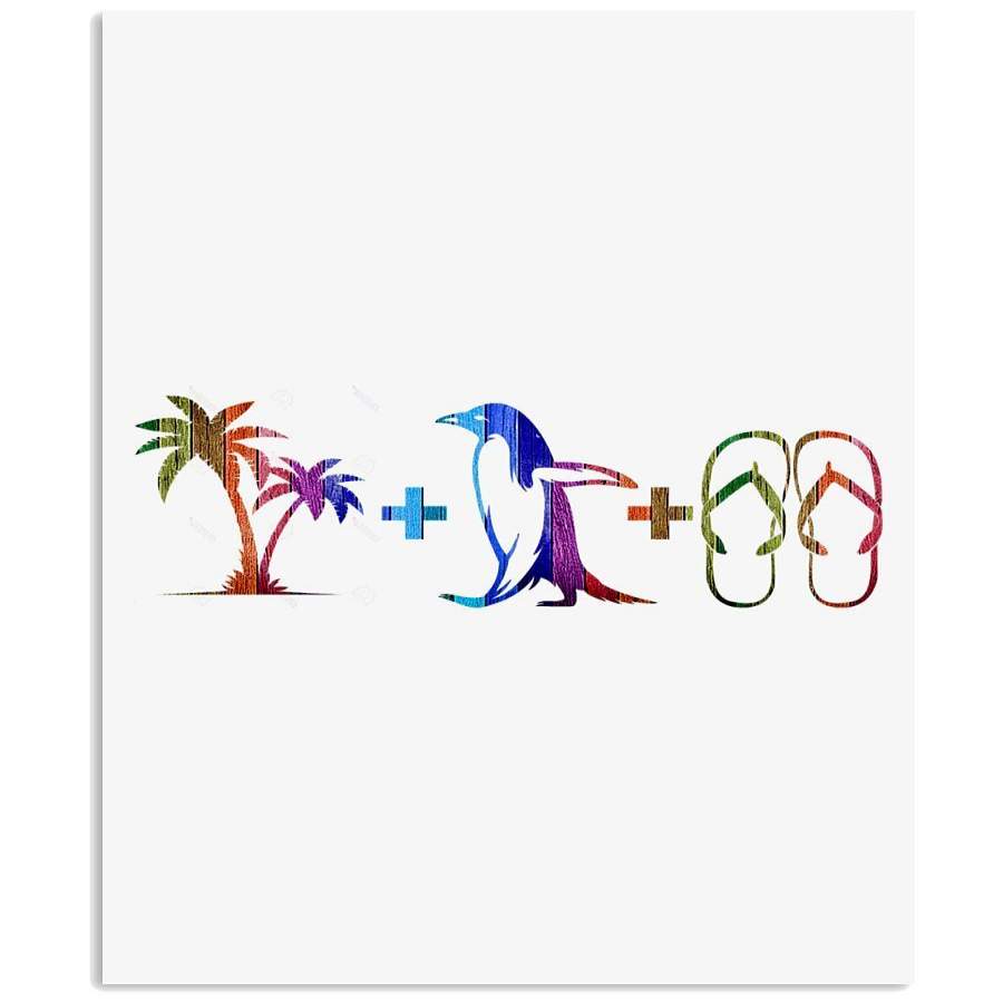 Penguin And Flip Flops Summer Unique Custom Design Vertical Poster