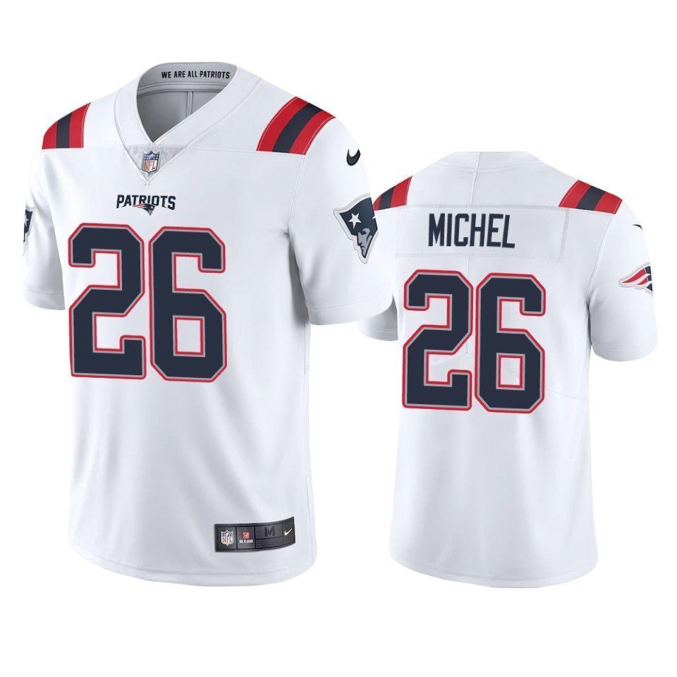 New England Patriots Sony Michel White 2021 Vapor Limited Mens 3D Jersey