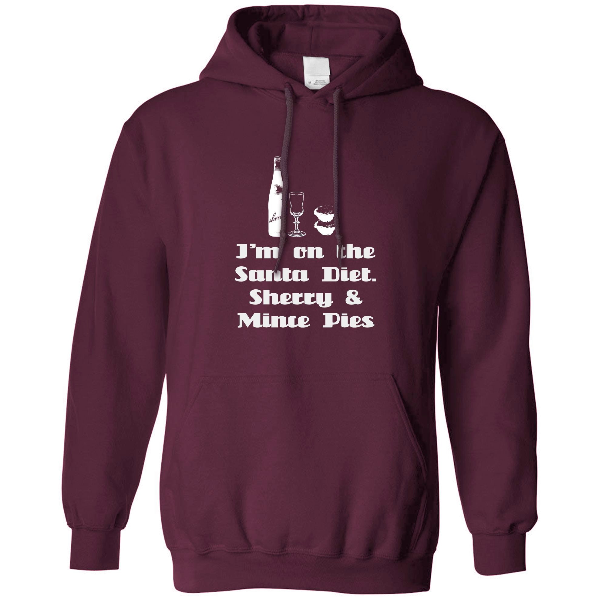 Novelty Christmas Hoodie I’M On The Santa Diet Slogan Hooded Jumper