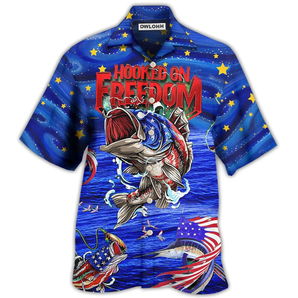 Fishing Hooked On Freedom Blue Night Hawaii Shirt Ha86350