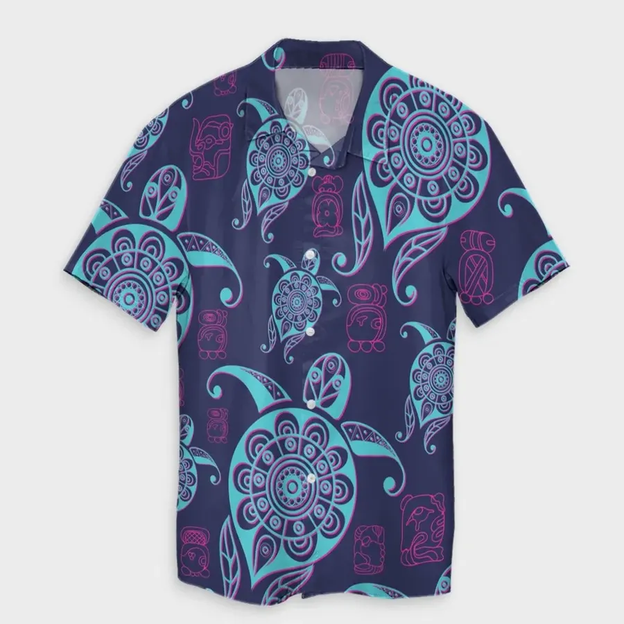 Turtle Polynesian Neon Hawaii Shirt For Men Women Adult Ha32264