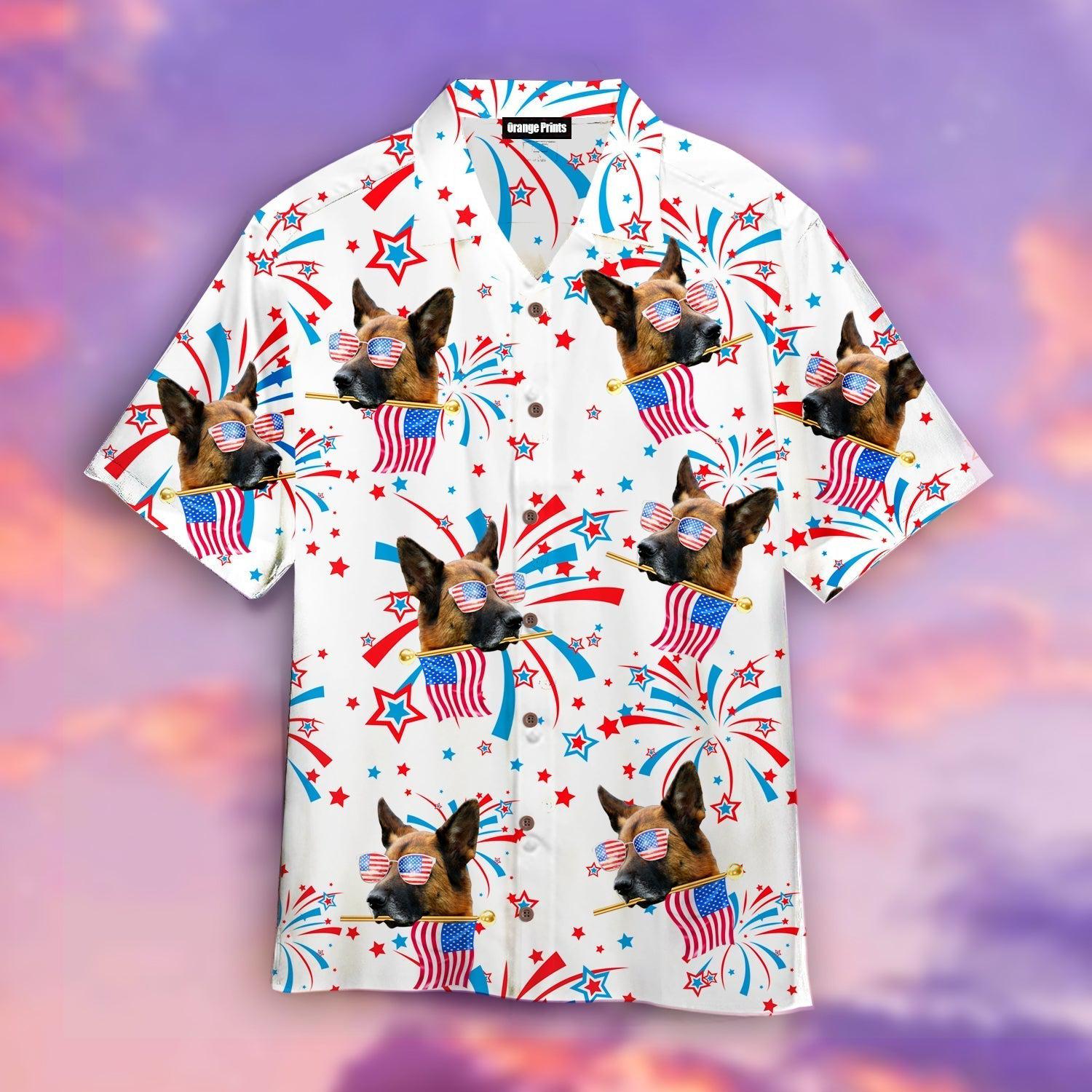 German Shepherd Happy America Flag Hawaii Shirt For Men Women Ha49998