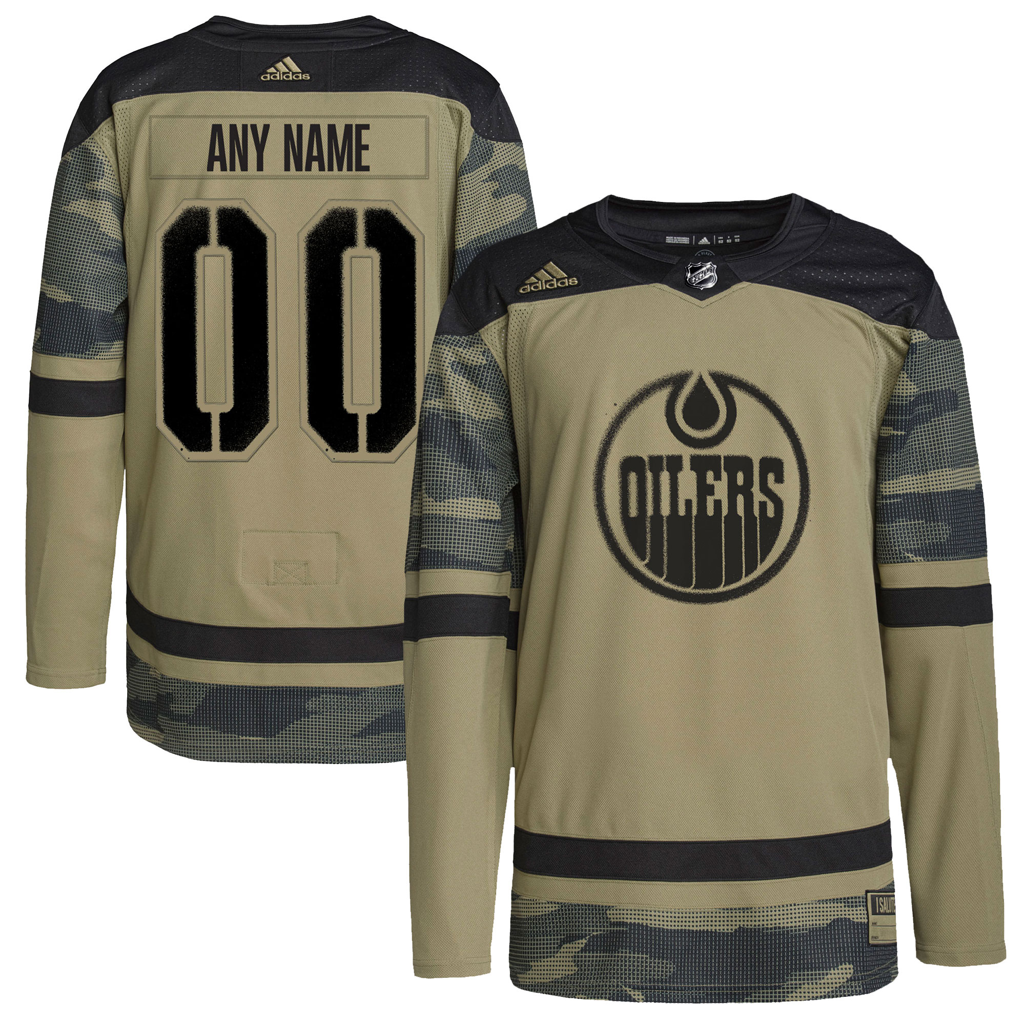 Men's Edmonton Oilers adidas Camo Military Appreciation Team Authentic Custom Practice Jersey