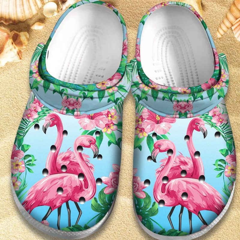 Flamingo Hawaiian Shoes – Beauty Flower Clogs Gift For Female