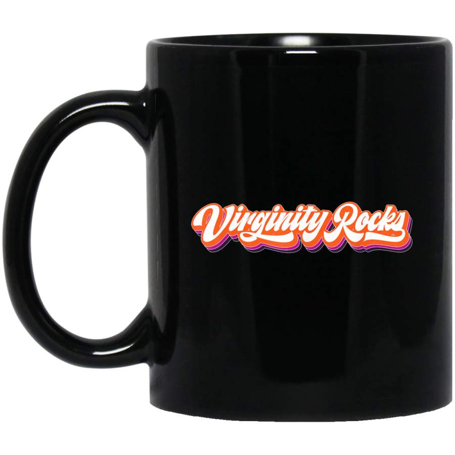 Virginity Rocks Retro Vintage 70s Style Gift Mug 11 oz 15 oz Black Mug