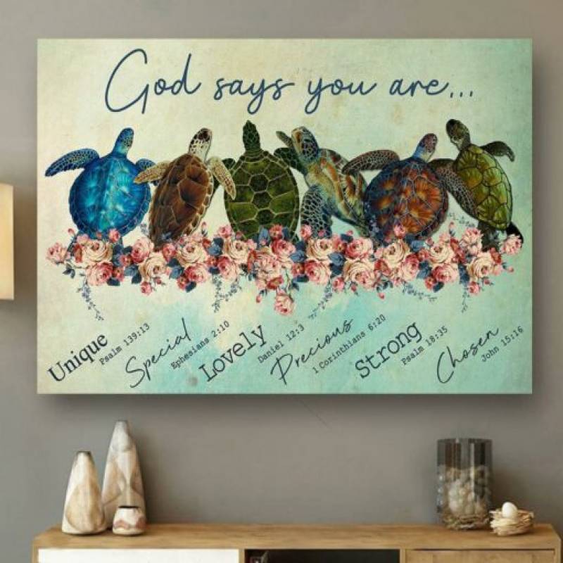 homesweetquilt – God says you are Turtle Paper Love turtle turtle Best Gifts Ever ocean Poster-Landscape No Framed