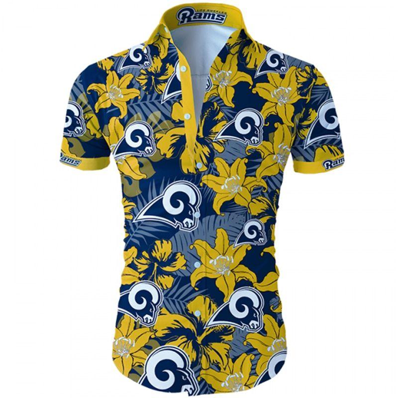 Beach Shirt Los Angeles Rams Hawaiian Shirt Tropical Flower For Fans