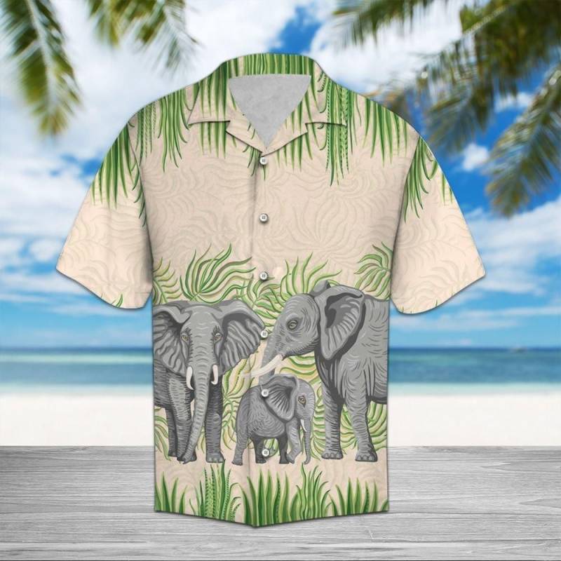 Artsyhomes [Hawaii Shirt] Elephant Family D0807