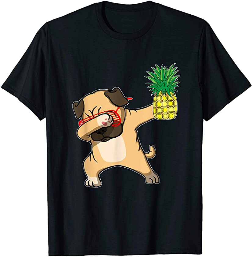 Dabbing Pug Puppy Dog Pineapple Aloha Beach Hawaiian Gift T-Shirt