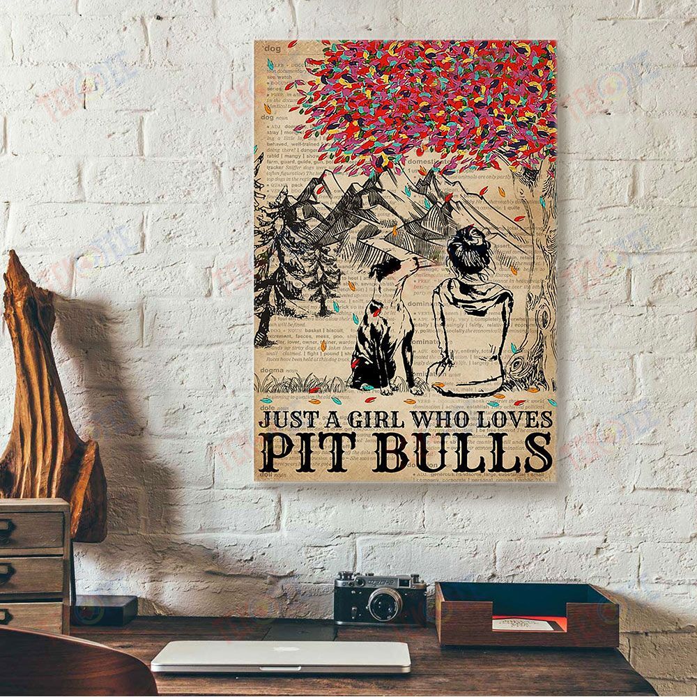 Canvas Prints Just A Girl Who Loved Pit Bull Vintage Wall Art Canvas Wall Art Home Decor