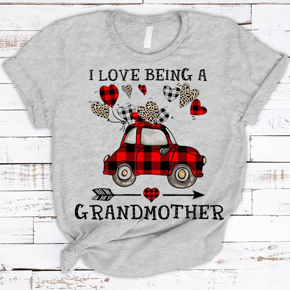 Personalized I Love Being A Gigi Heart Red Truck Caro Pattern Shirts For Grandmother