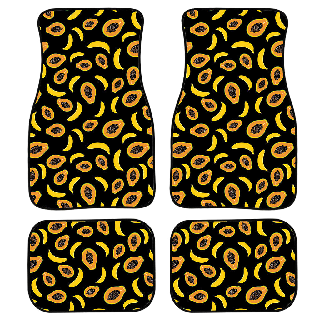 Papaya And Banana Pattern Print Front And Back Car Floor Mats, Front Car Mat