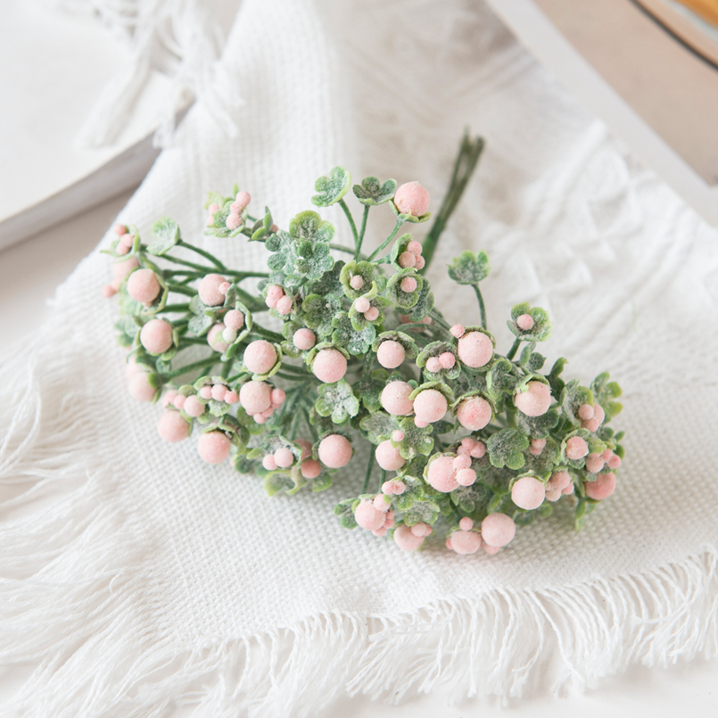 6PCS Artificial Flowers Pompom Baby’s Breath Diy Gifts Candy Box Fake Plants Christmas Garland Vase for Home Wedding Decoration alx