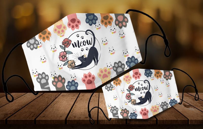 Cat Meow Cat Paws Love Cat Face Covering Cat Kitty Kitten Lovers Cotton Mask 1-10 Pcs For Kid & Adult All Over Print Face Mask Covering For Adults And Kids