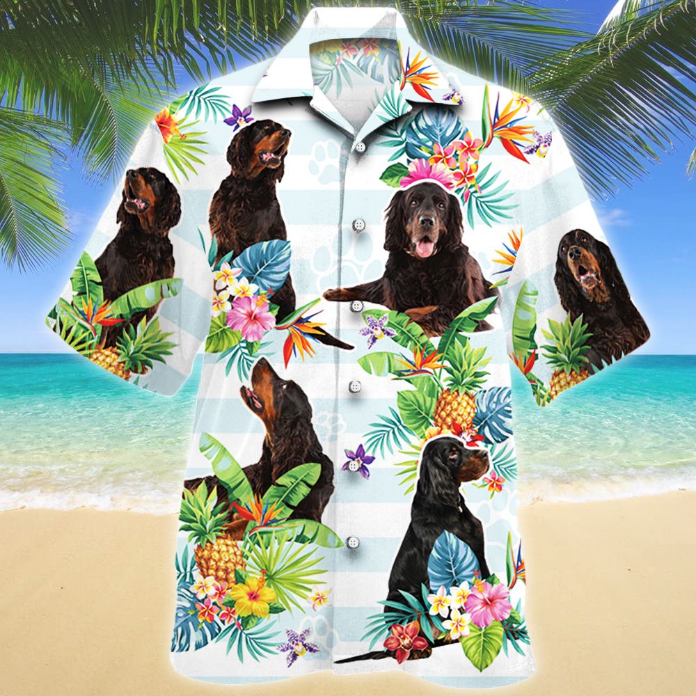 Gordon Setter Dog Tropical Flower Hawaiian Shirt Ha69268