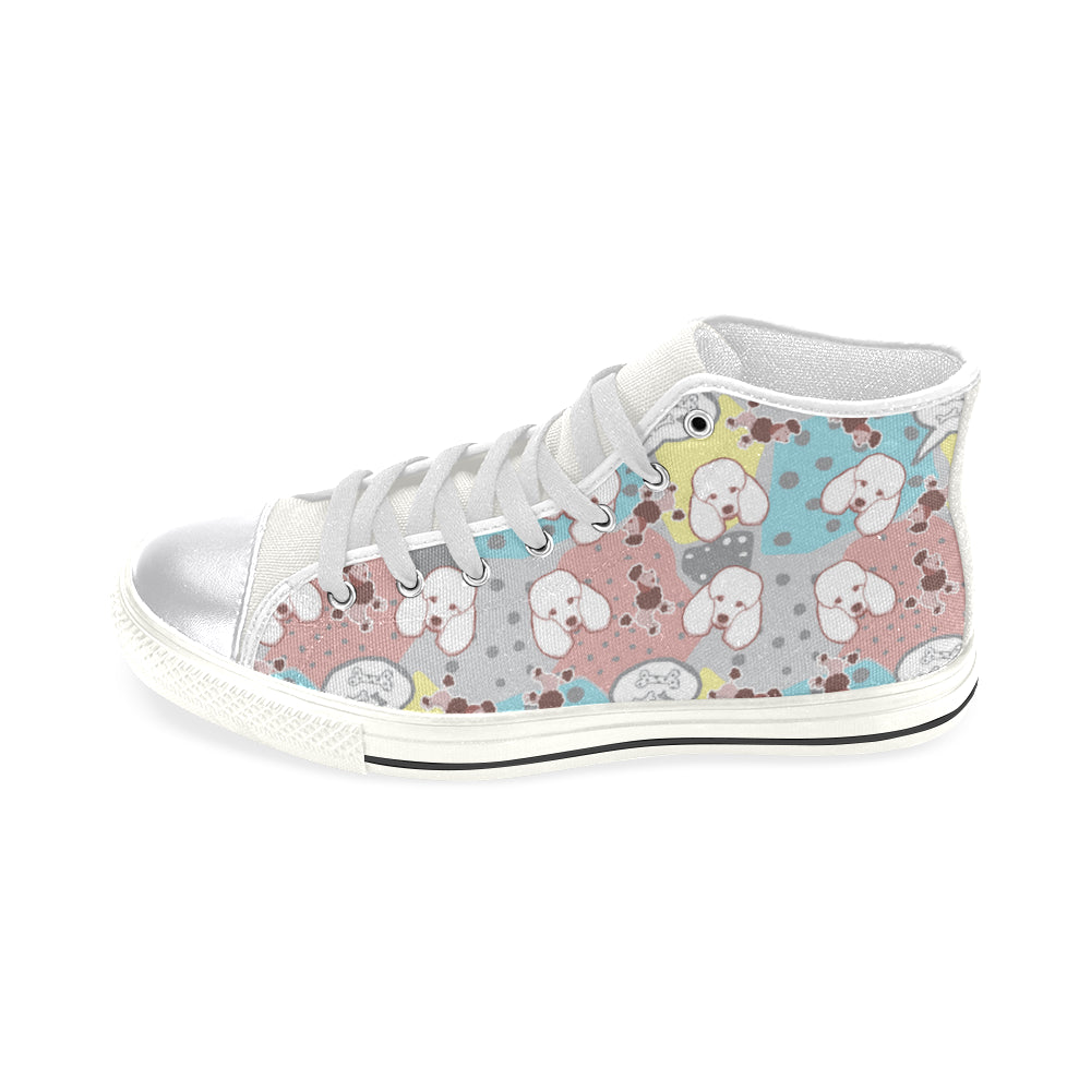 Poodle Pattern White Women’s Classic High Top Canvas Shoes