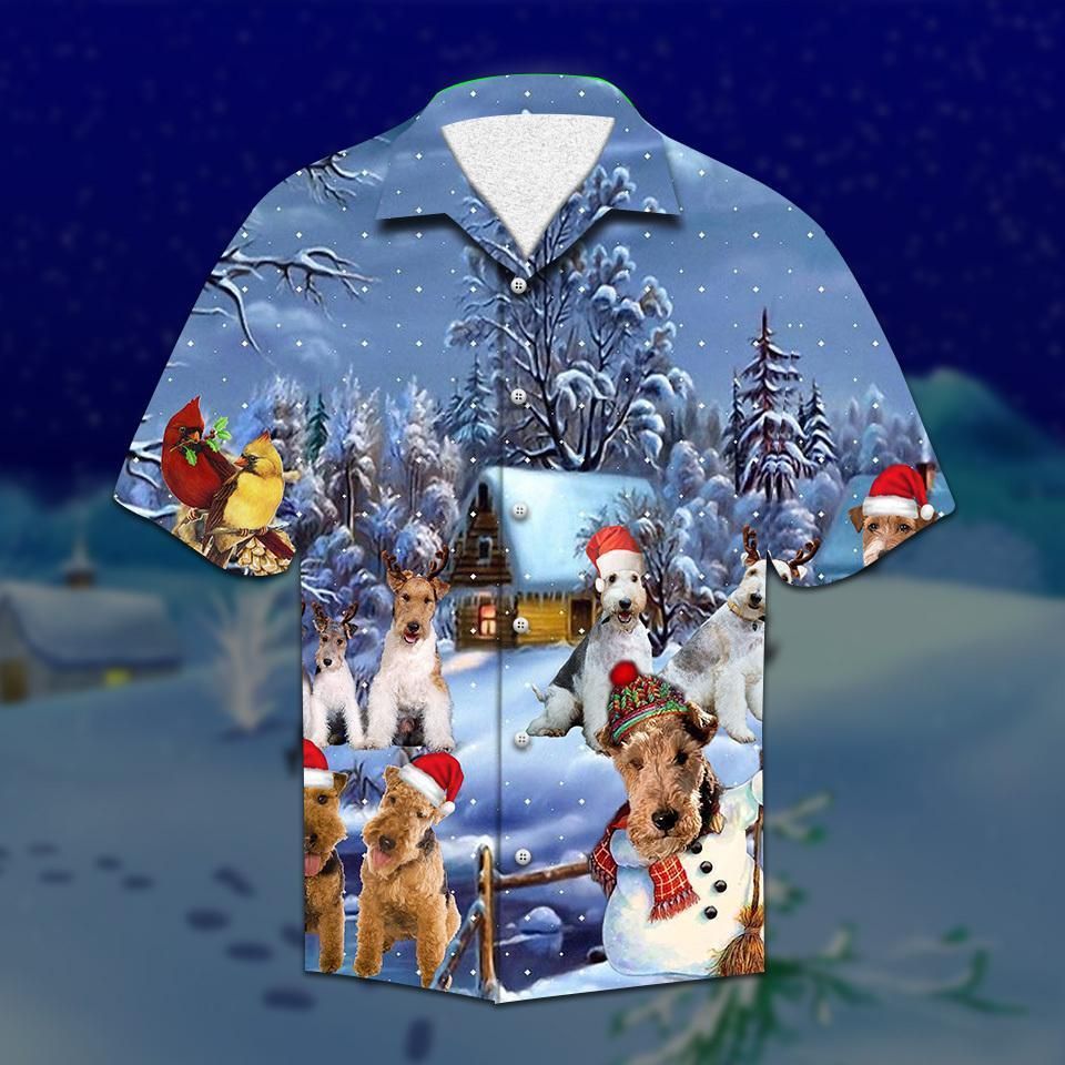 Wire Fox Terrier Christmas Aloha Hawaiian Shirt Colorful Short Sleeve Summer Beach Casual Shirt For Men And Women