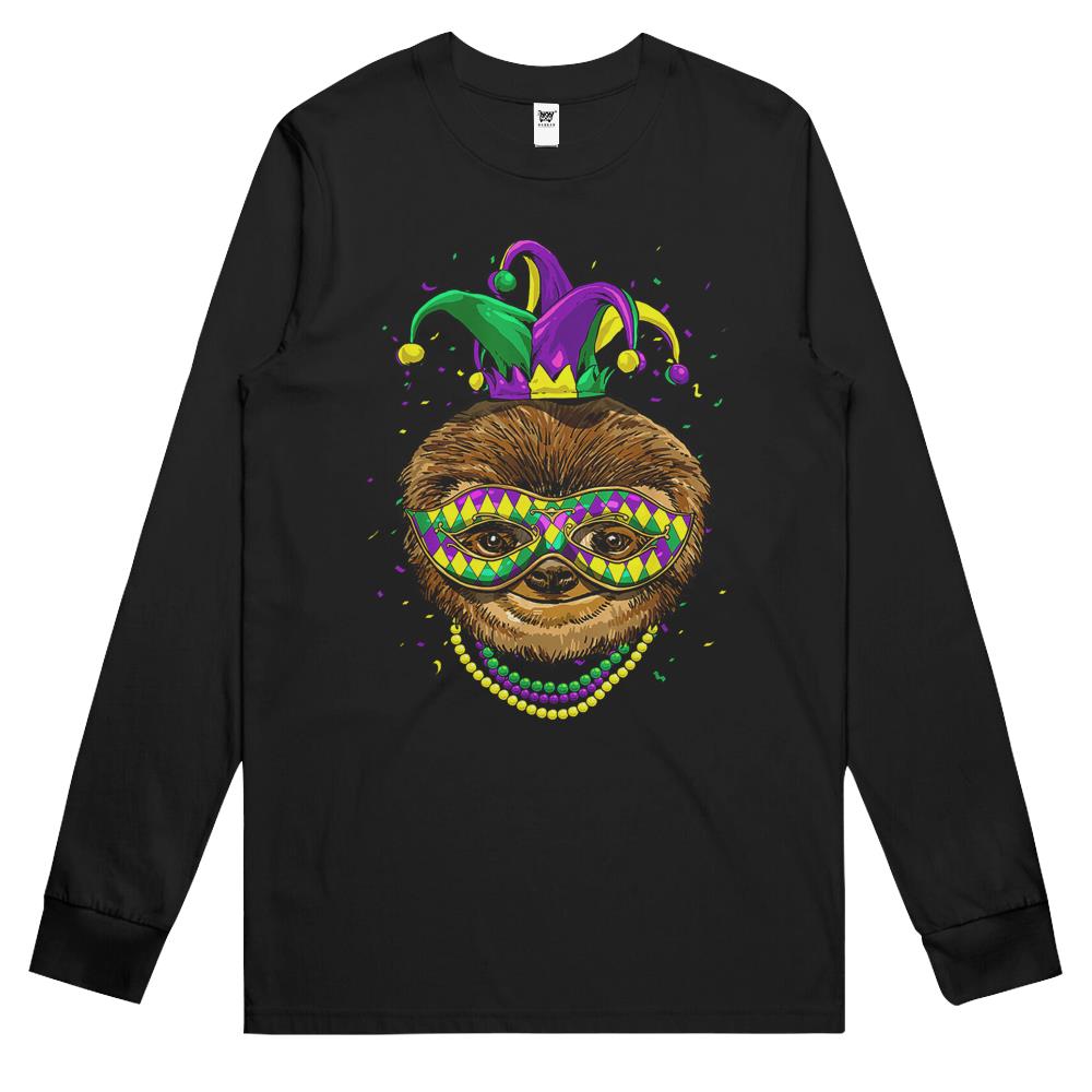 Sloth Animal Lover Cute Mardi Gras Carnival Jester Long Sleeve T Shirts