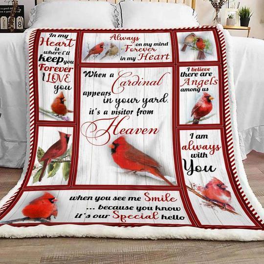 Cardinal Birds I Am Always With You Memorial Blanket Gift For Friend Home Decor Bedding Couch Sofa Soft And Comfy Cozy