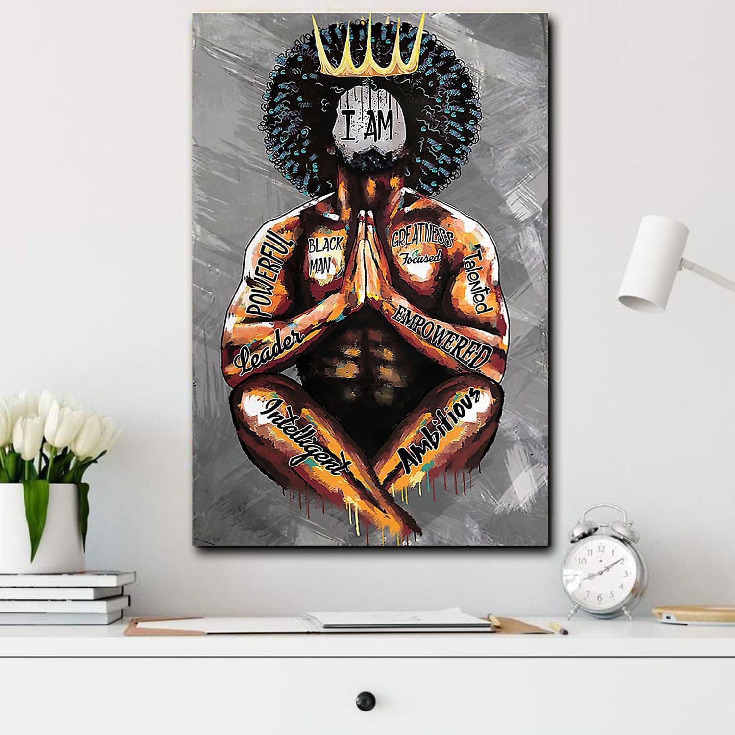 Melanin Art Print Poster Black Man I Am Leader Powerful Talented African Inspired Home Decor