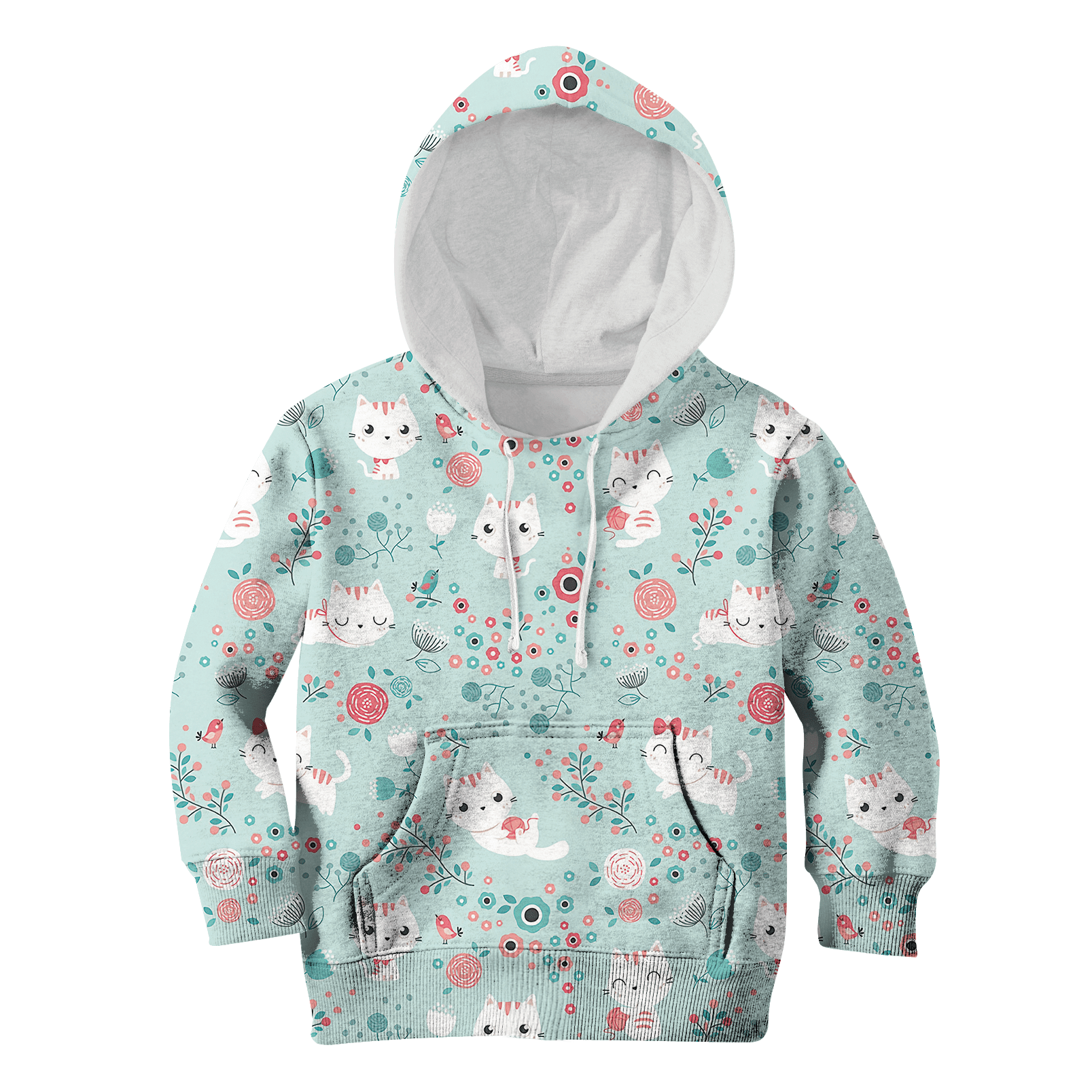 Cute Cats And Birds Kid Custom Hoodies T-Shirt Apparel
