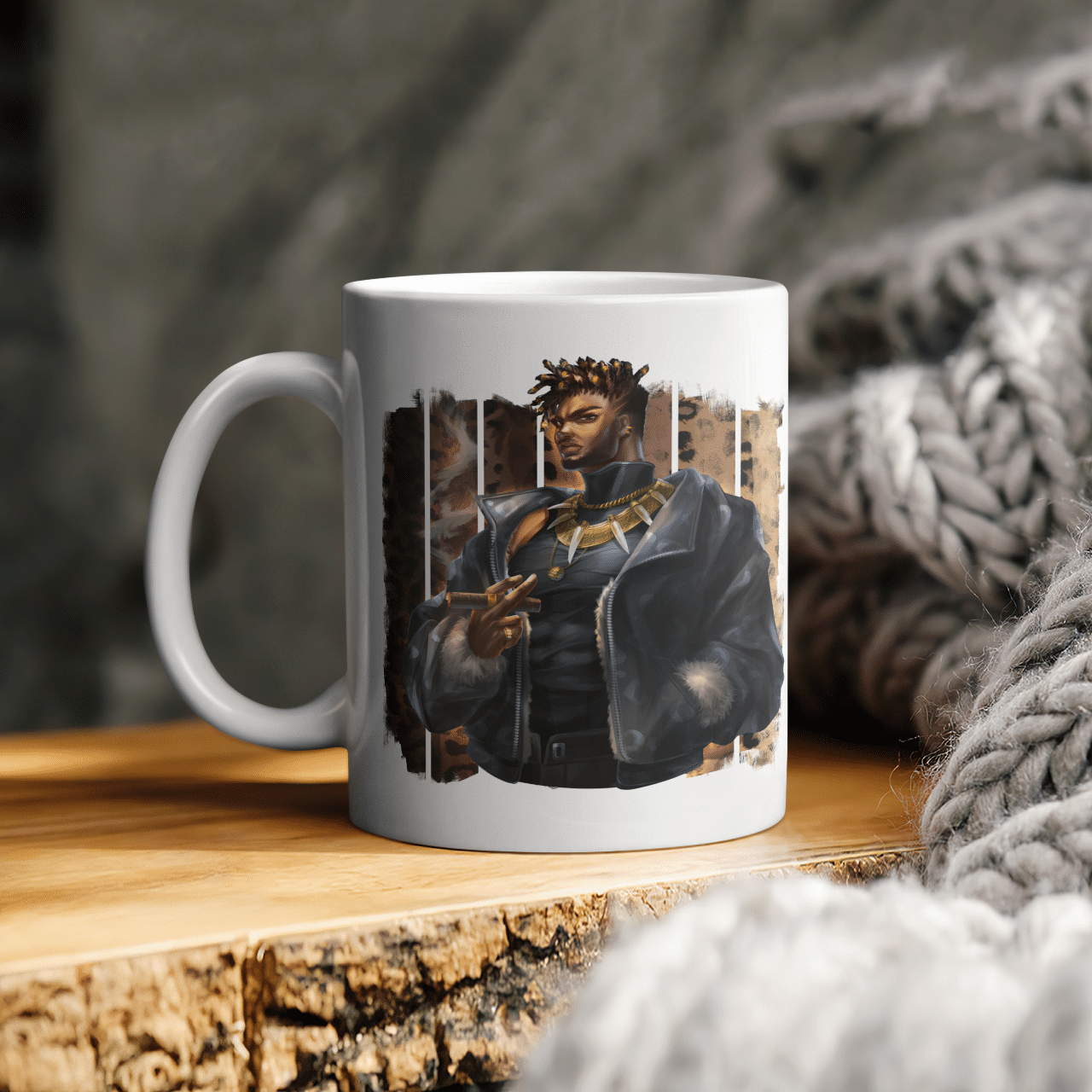 Black Man Mug Man Dreadlocks Black King Leopard Mug