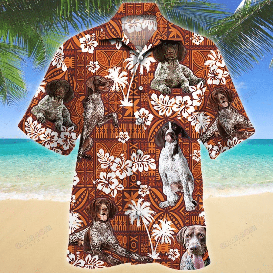 German Shorthaired Pointer Red Tribal Pattern Hawaii Shirt Ha49226