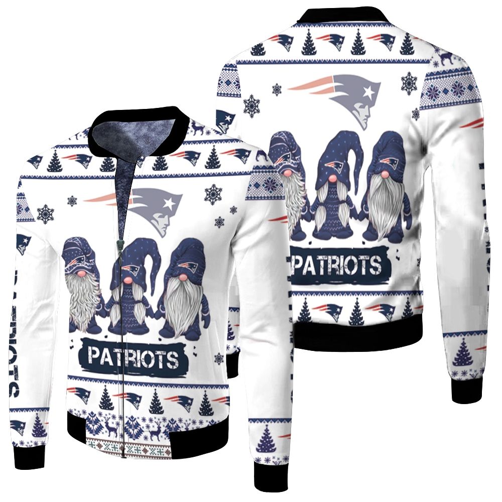 Christmas Gnomes New England Patriots Ugly Sweatshirt Christmas 3D Fleece Bomber Jacket