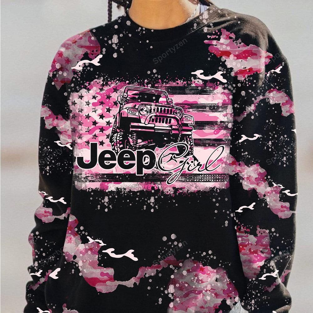 Jeep Girl Breast Cancer Pain Sweatshirt #Kv