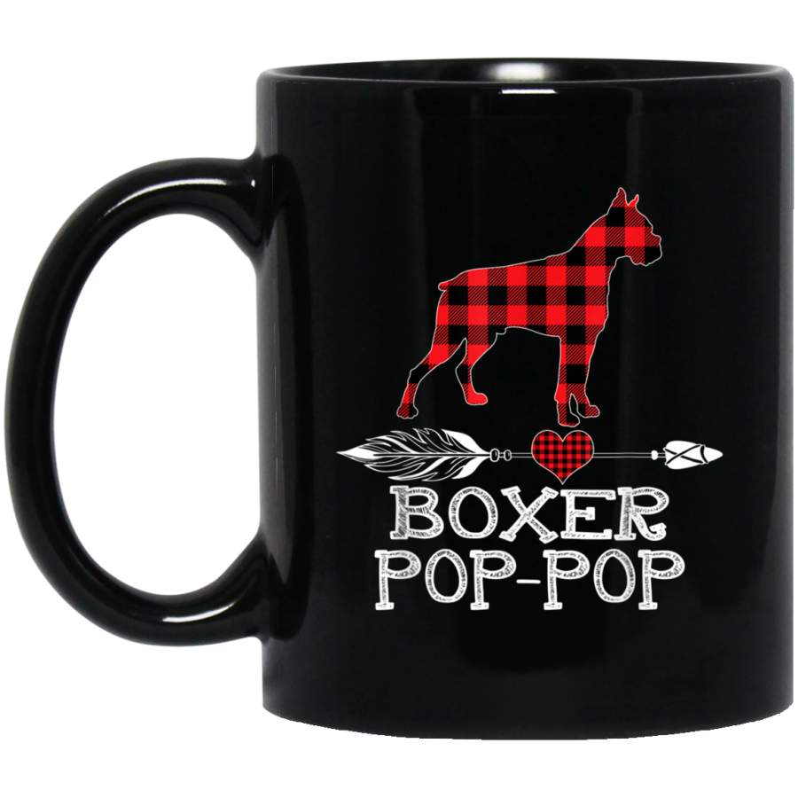 Boxer Poppop Red Plaid Outfit Dog Dad Puppy Father Gifts Men Mug