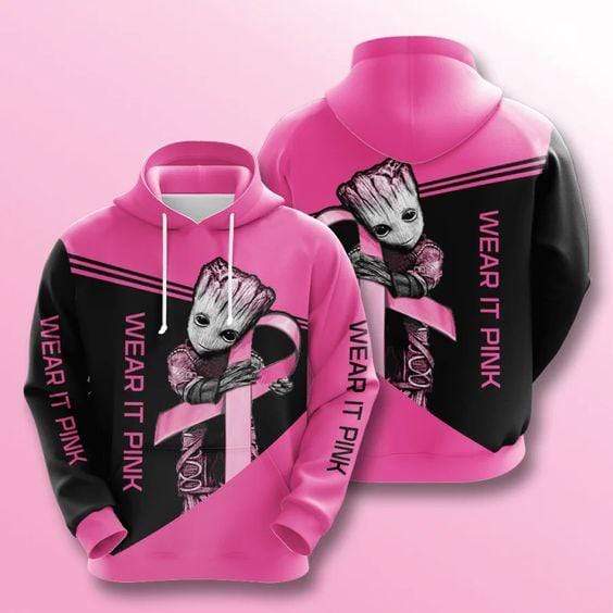 Breast Cancer Groot Wear It Pink Hoodie 3D