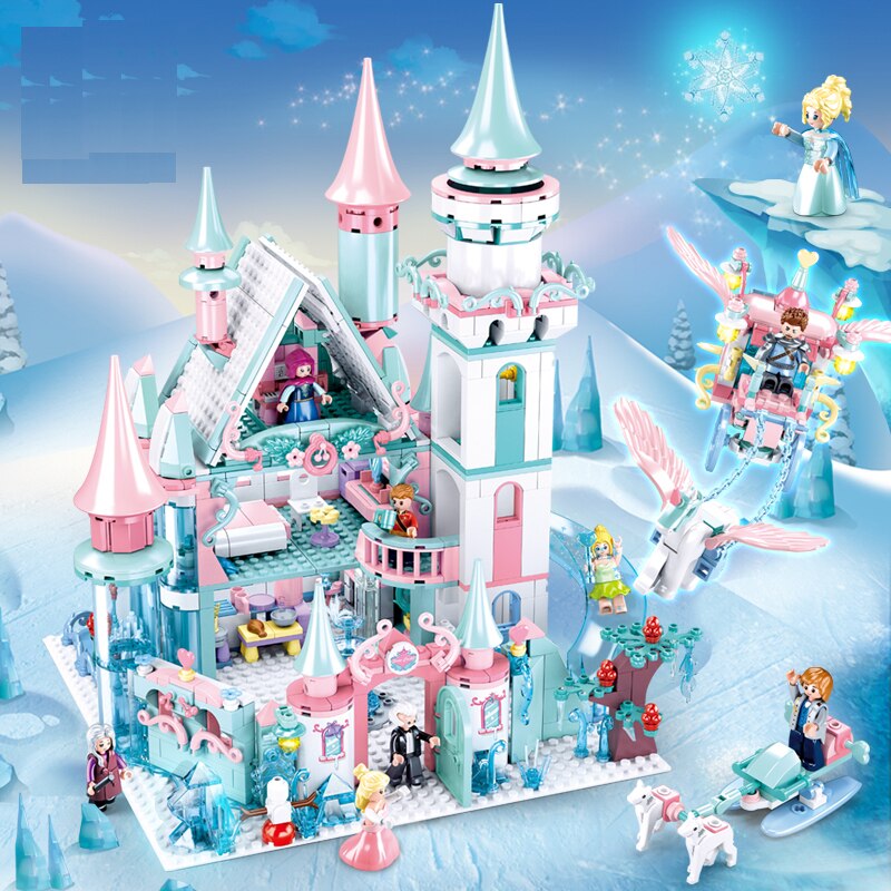 Frozen Anna Elsa Princess Ice Castle Carriage Building Blocks Kit Bricks Classic Movie Model Kids Girl Toys For Children Gift alx
