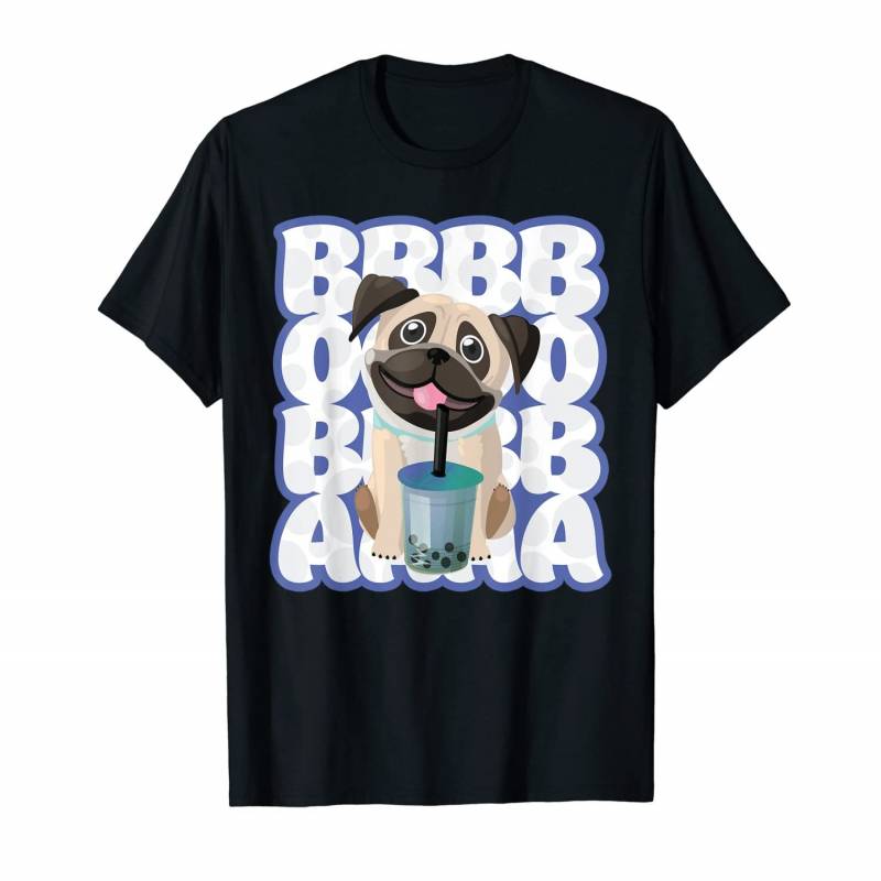 Love Anime Boba Bubble Tea Drink Cute Kawaii Puppy Dog Pug T-shirt