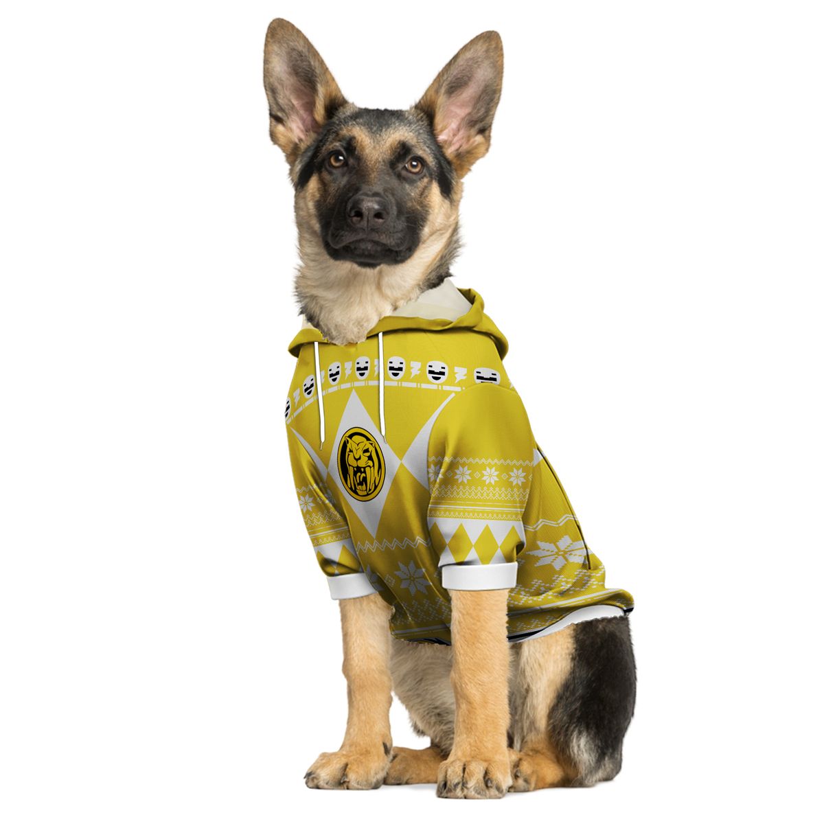 3D Ugly Christmas Mighty Morphin Yellow Power Ranger Custom Pet Hoodie