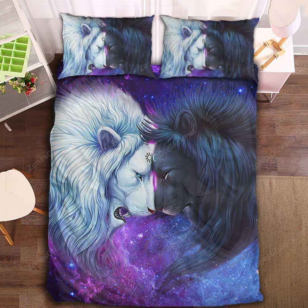 3D Moon Versus Sun Lion Pattern Bedding Set Double Full Queen Extra Large Pillowcase Quilt Cover