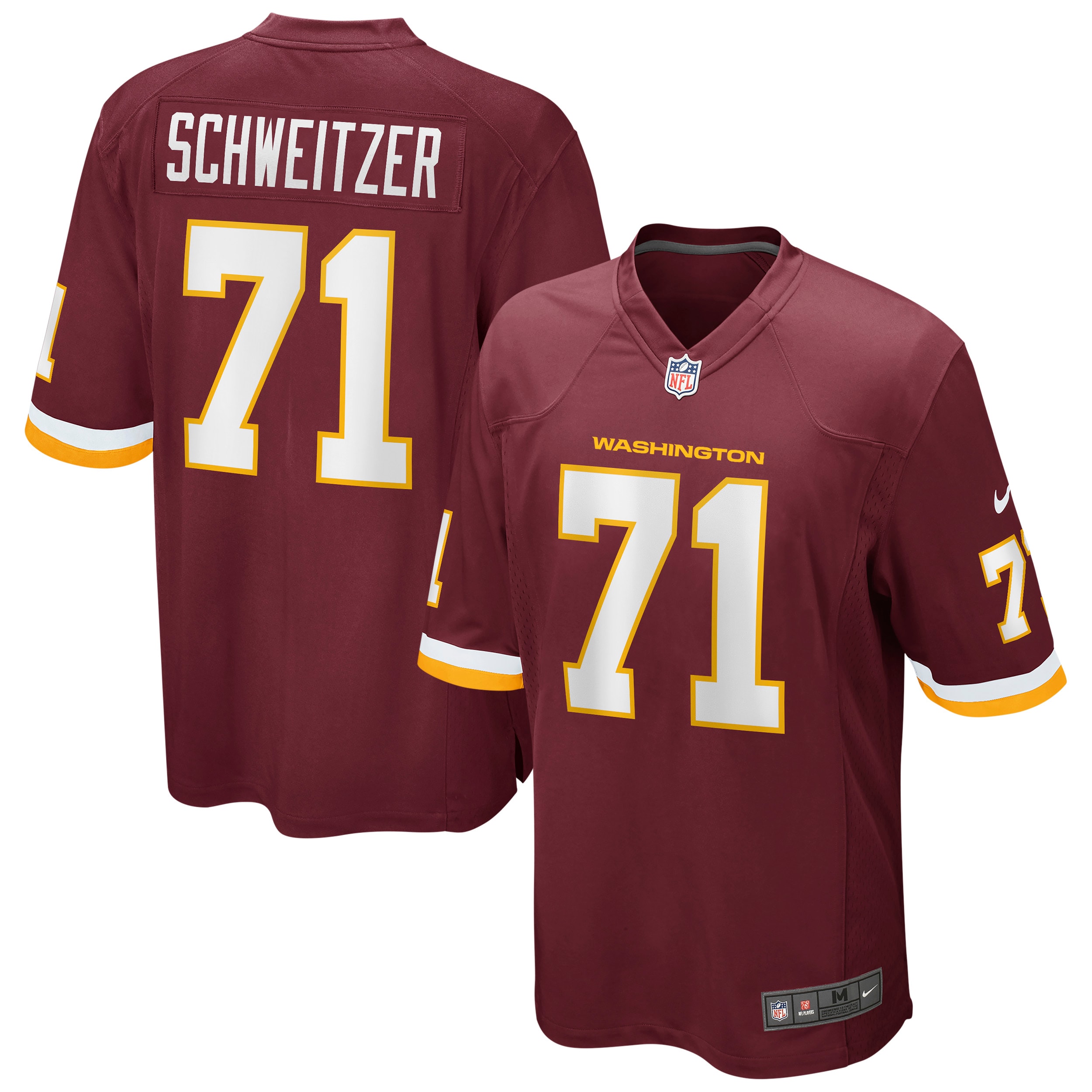 Wes Schweitzer Washington Football Team Game Player Jersey – Burgundy