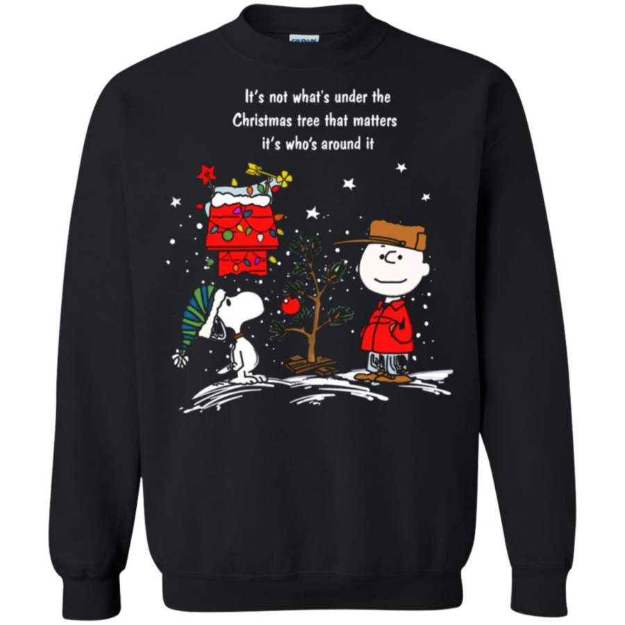 Snoopy and Charlie Brown with Christmas tree It's not what's under the ...